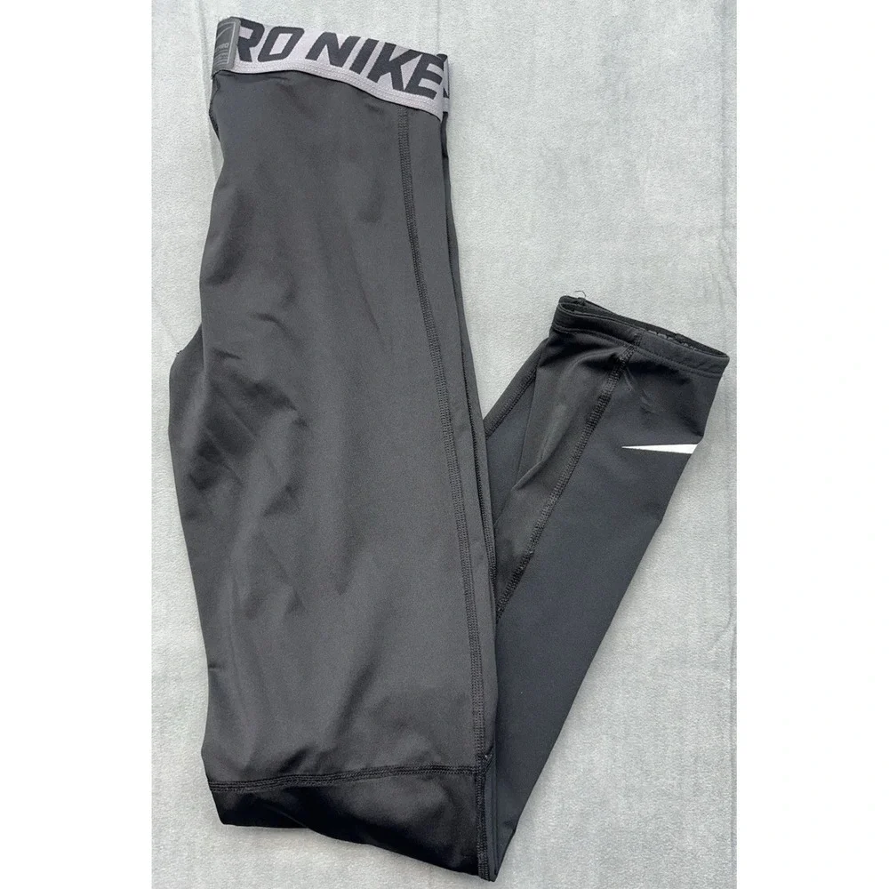Nike Pro Combat Dri Fit Black Bottoms Boys XL Compression Workout BV3516 010